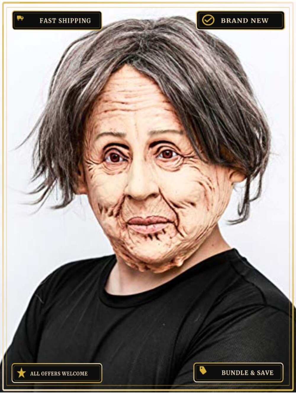 Full Head Natural Latex Old Lady Mask Halloween Costume Adult